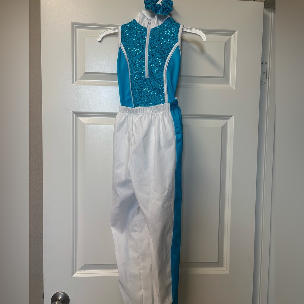 Weissman Teal and White Kids Dance Costume